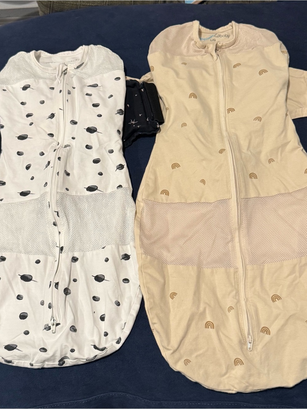Happiest baby Snoo Sleep Sacks bundle of 2 M + L White Planets Beige Rainbows